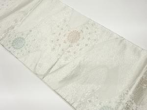 流水に華紋・桜散らし模様織出し袋帯